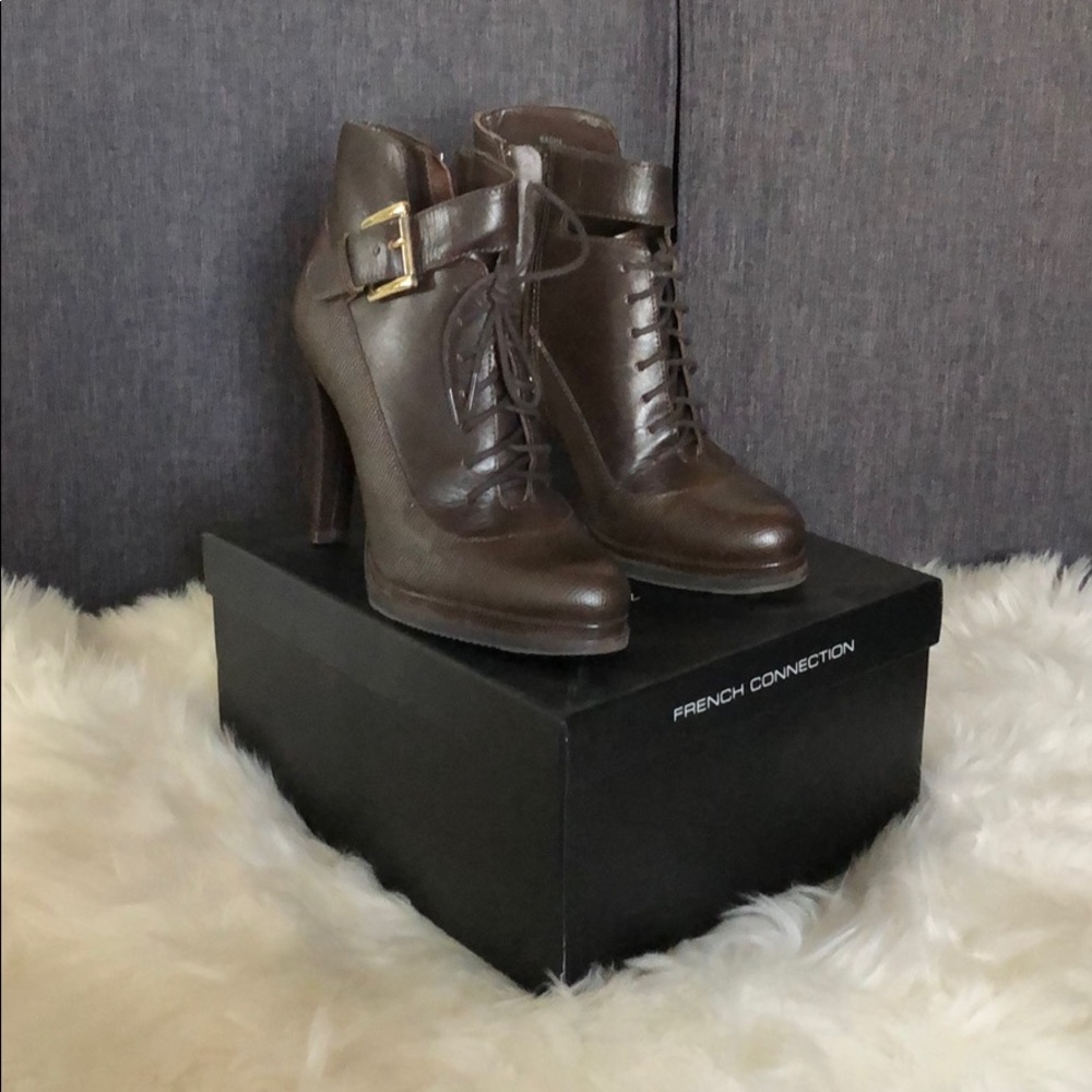 Brown lace up bootie